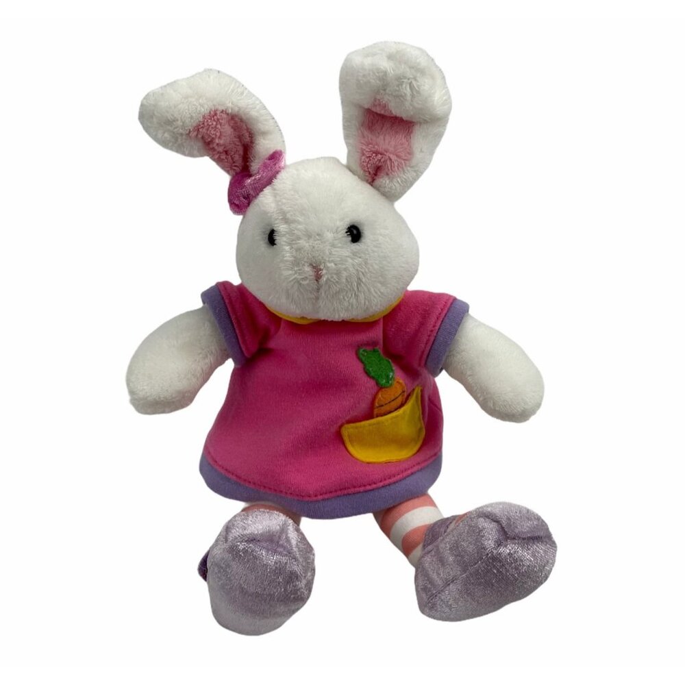Gund Stephy White Bunny‎ Rabbit 13" Plush Stuffed Animal Pink Dress